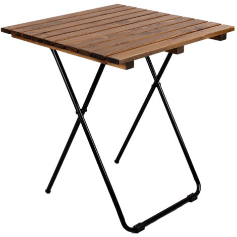 Table de jardin pliable en métal et bois – 2 à 3 places – 45x45 cm – Mécanisme pliant pour rangement facile – MC4712 – Linder Exclusiv