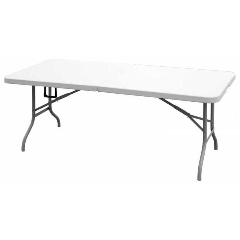 Table de jardin pliante 180x75xH74 cm Blanche Haute resistance Polypropylène Camping Réceptions KZ GARDEN