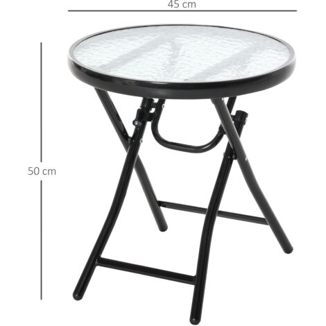 Table de jardin pliante Ø45 cm, table de balcon en métal résistant aux intempéries, table pliante à motif ondulé, table de repas d'extérieur, table de camping ronde, table d'appoint pour jardin et bal