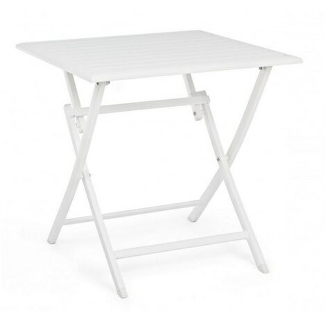 Table de jardin pliante 70x70x71 cm en alu blanc - BAIO