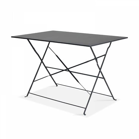 Table de jardin pliante acier gris