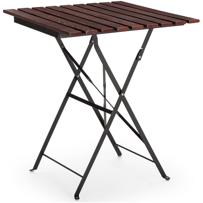 Vs Venta-stock - Table de jardin pliante Agata en bois et métal noir