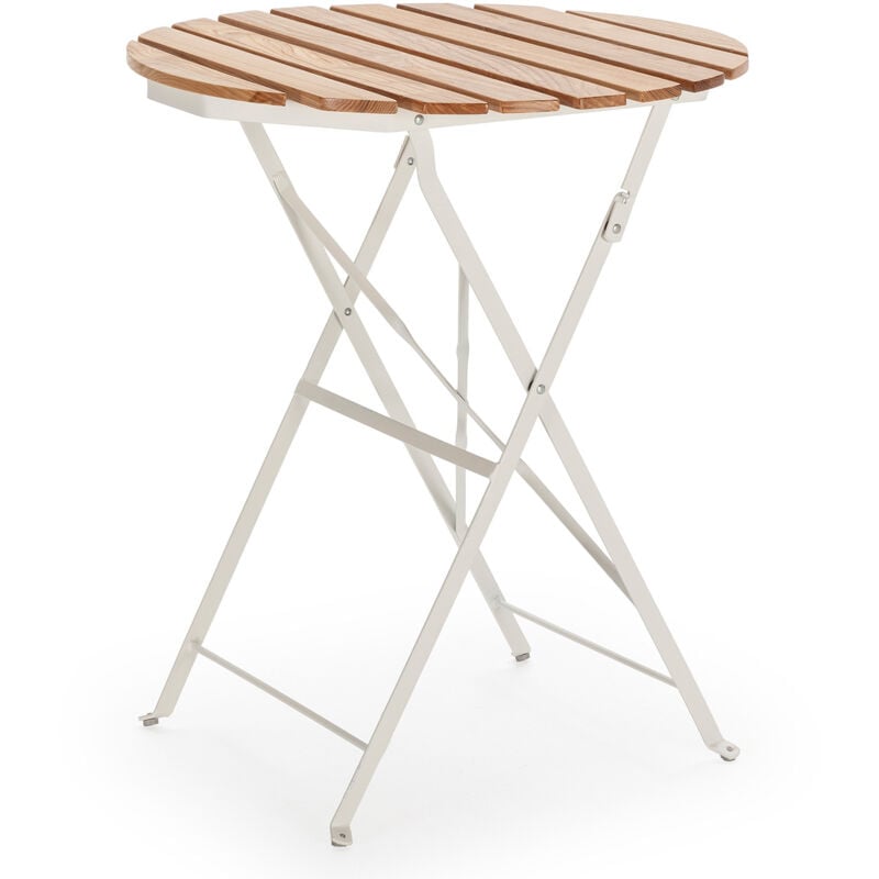 Vs Venta-stock - Table de jardin pliante Ambar en bois et métal blanc