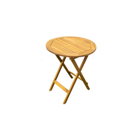 Table De Jardin Pliante Bali 60x72CM Bois Acacia Ronde 2 Personnes- Meuble de jardin - Bois