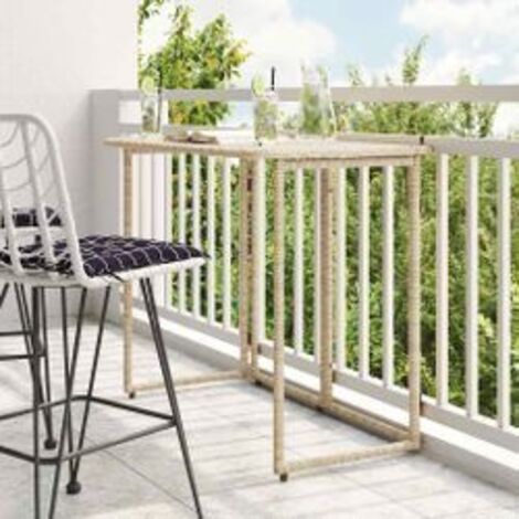 Table de jardin pliante beige 90 x 51x75 polyrotin