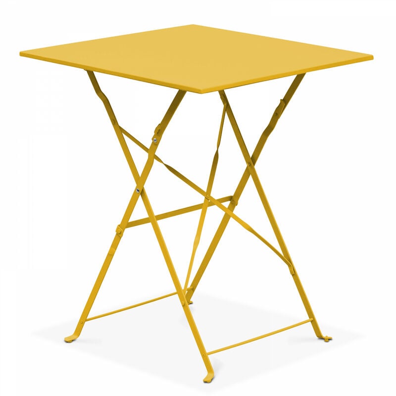 Table pliante en acier jaune - Jaune