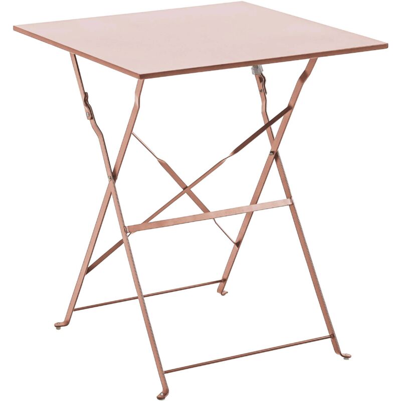 Table de jardin pliante bistrot en acier 60 cm rose poudré