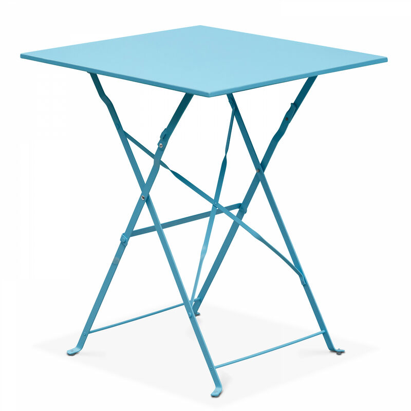 Oviala - Table de jardin pliante bistrot en acier bleu - Bleu