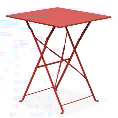 Table de jardin pliante bistrot en acier rouge