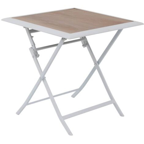 Table de jardin pliante carrée Azua houblon & blanc 2 places en aluminium traité époxy - Hespéride