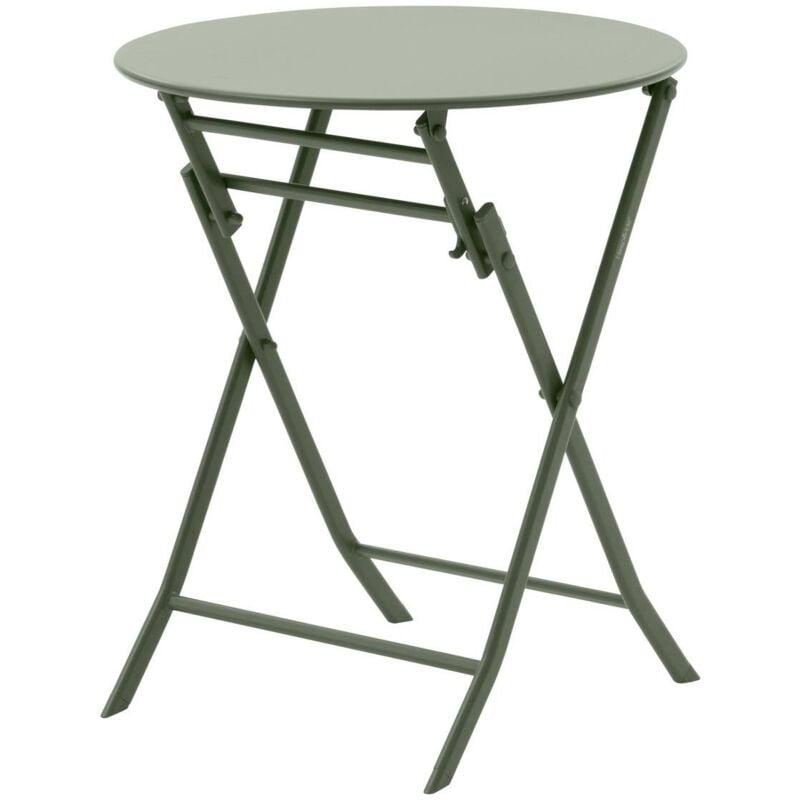 Table de jardin pliante ronde Greensboro vert laurier 2 places en acier - Hespéride