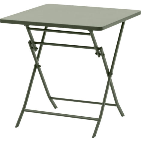 Table de jardin pliante carrée Greensboro vert laurier 2 places en acier  - Hespéride