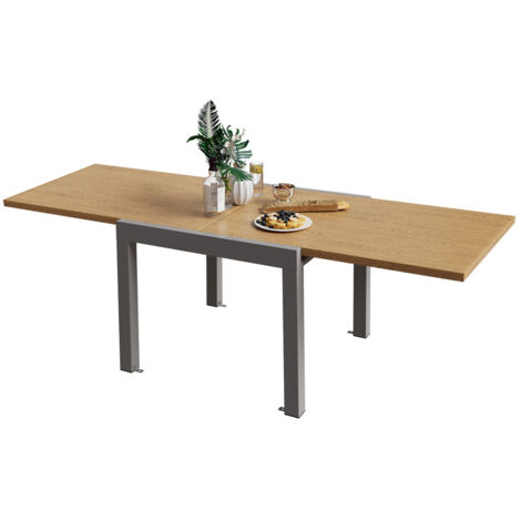 Table de jardin pliante Devoko, plateau en aluminium massif, dimensions : 80-160 x 80 x 75 cm, gris clair