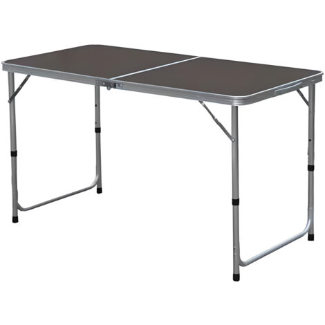 Table de jardin pliante en aluminium coloris gris - Longueur 120 x Profondeur 60 x Hauteur 69/61/55 cm