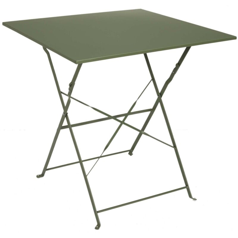 The Home Deco Factory - Table de jardin pliante en m&eacute;tal Palerme kaki