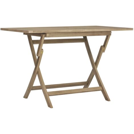 Table de jardin pliante gris 120x70x75 bois de teck solide