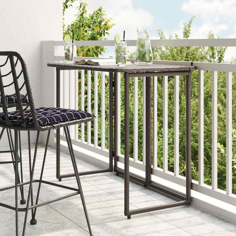 Vidaxl - Table de jardin pliante marron 90 x 51 x 75 cm polyrotin
