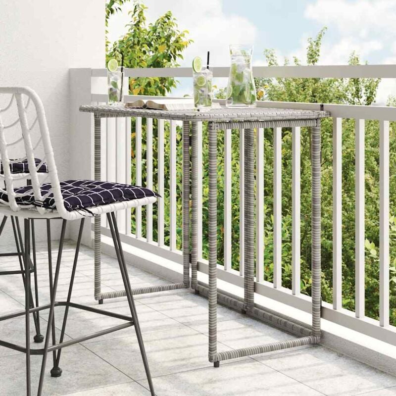 Vidaxl - Table de jardin pliante gris 90 x 51 x 75 cm polyrotin