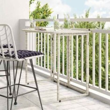 Table de jardin pliante gris clair 90 x 51x75 polyrotin