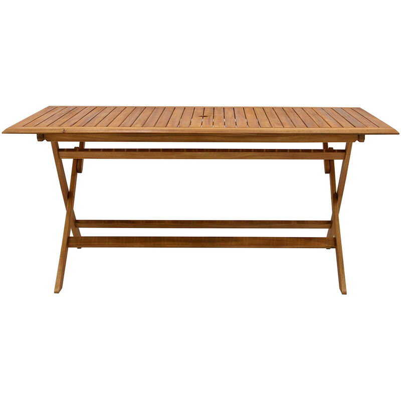 Table de jardin pliante rectangulaire en bois massif L170 cm santiago