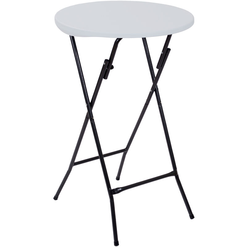 Table de Jardin Pliante Ronde ø 60 cm - Blanche - Table Bistrot Pliante avec Structure en Acier Noir