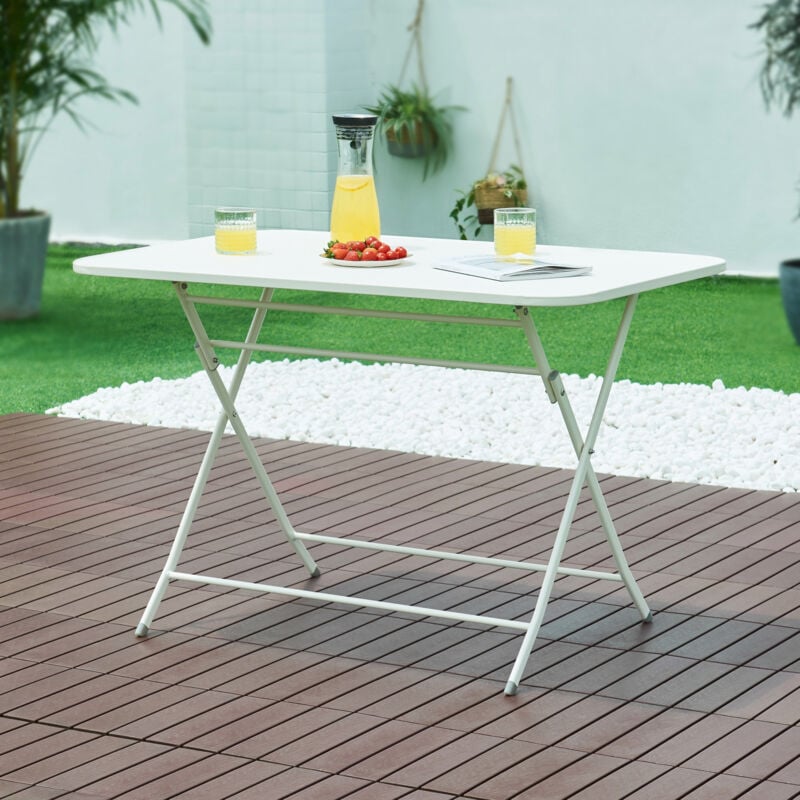 [en.casa] - Table de jardin pliante Sande 110 x 70 x 71 cm blanc