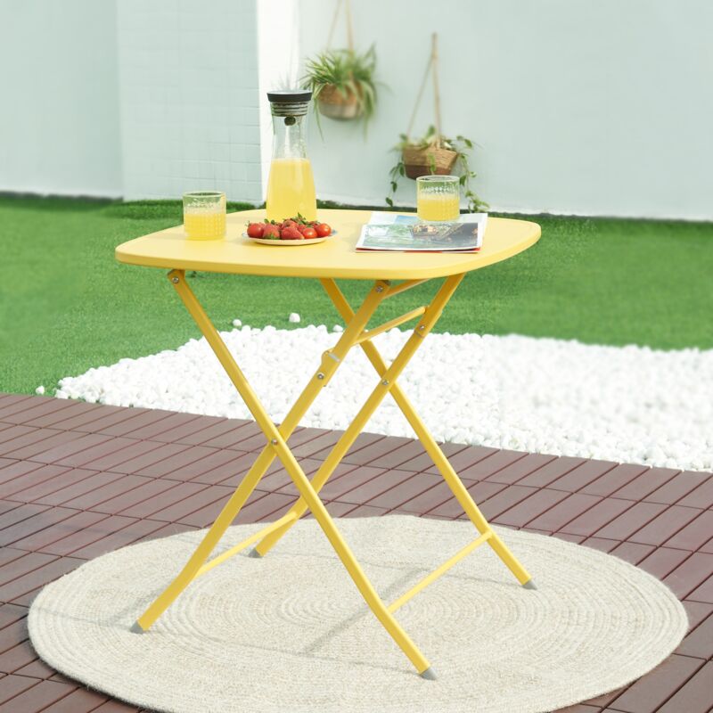 [en.casa] - Table de jardin pliante Sande 71 x 70 x 70 cm jaune