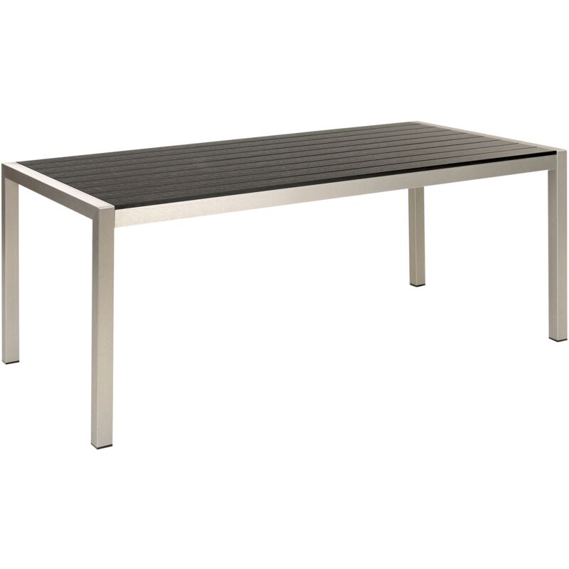 Beliani - Table de Jardin pour 6 Personnes 180 x 90 cm en Aluminium Noir et Argenté Vernio