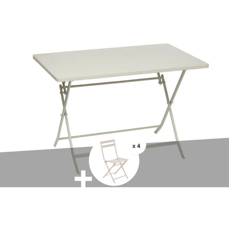 Table de jardin rectangle Greensboro 110 x 70 cm Argile avec 4 chaises - Hespéride