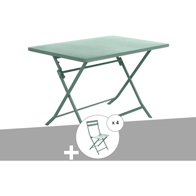 Table de jardin rectangle Greensboro 110 x 70 cm Olive avec 4 chaises - Hespéride