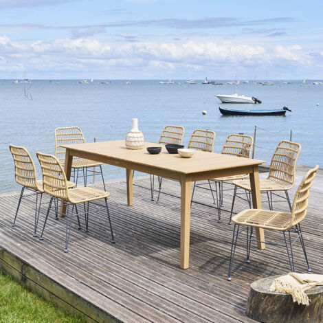 Table de jardin rectangulaire 10 places en acacia – Design chaleureux et durable – Dimensions généreuses pour terrasse – Hespéride