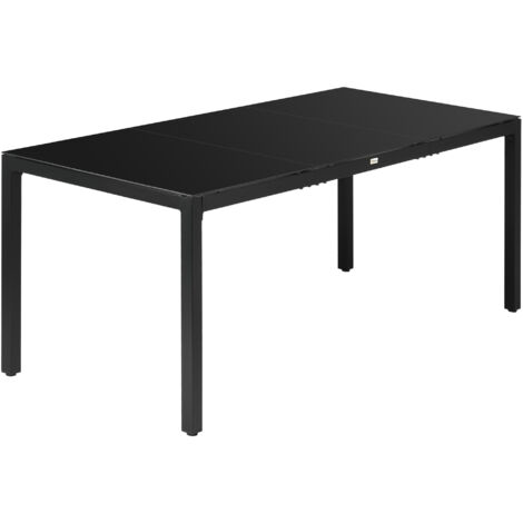 Table de jardin rectangulaire 8 personnes plateau verre trempé cadre aluminium noir