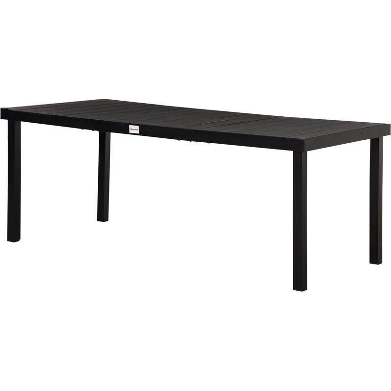 Outsunny - Table de jardin rectangulaire pour 8 personnes en aluminium plateau pe à lattes aspect bois dim. 190L x 90l x 74H cm noir - Noir