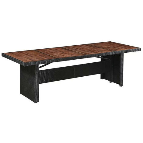 Table de jardin rectangulaire acacia et résine noire Viva