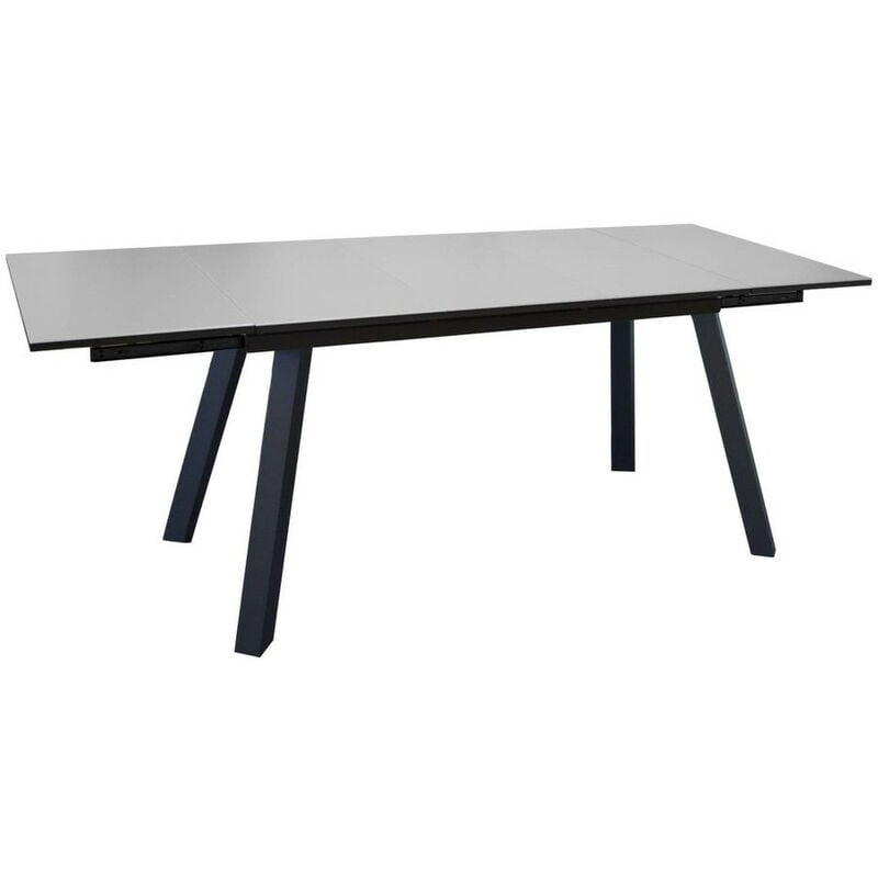 Proloisirs - Table de jardin rectangulaire Agra, plateau Verre - graphite/perle 150/200/250 cm