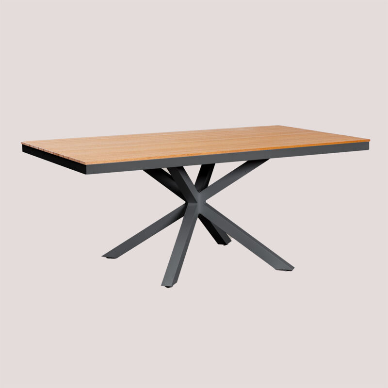 Table de jardin rectangulaire 180x100 cm en aluminium et bois Archer Sklum Gris Graphite