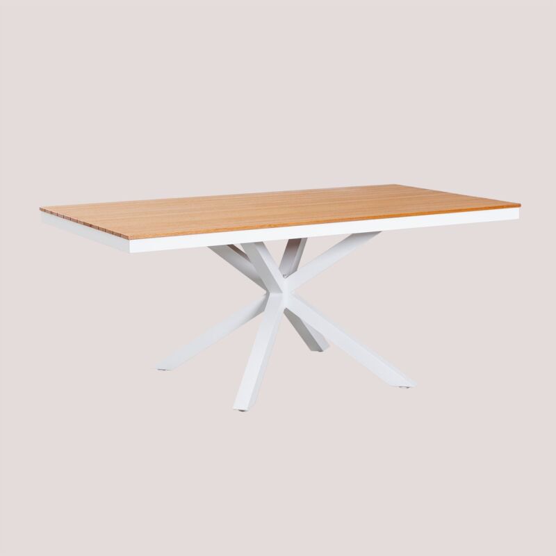 Sklum - Table de jardin rectangulaire 180x100 cm en aluminium et bois Archer Blanc Gardenia Sklum - Table de jardin rectangulaire 180x100 cm en aluminium et bois Archer Blanc Gardenia