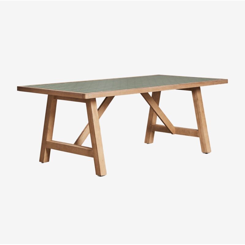 Table de jardin rectangulaire en bois d'acacia de Dubaï SKLUM Vert Foncé 200 x 100 cm Table de jardin rectangulaire en bois d'acacia de Dubaï SKLUM Vert Foncé 200 x 100 cm