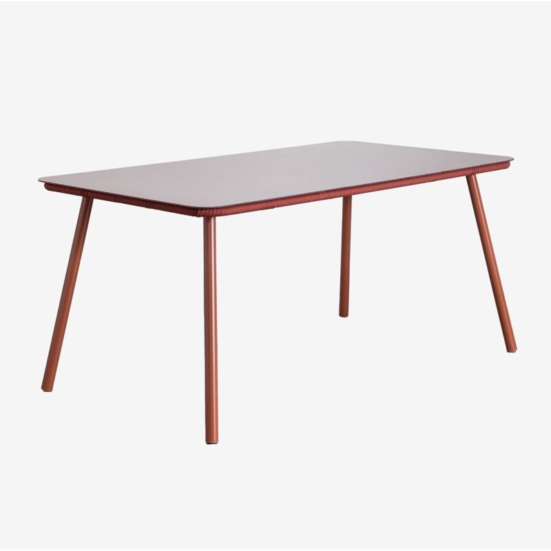 Table de jardin rectangulaire 160x90 cm en verre et aluminium Arhiza Sklum Rouge Tuile