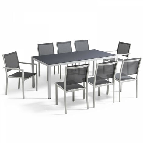 Table de jardin en aluminium et verre 8 places