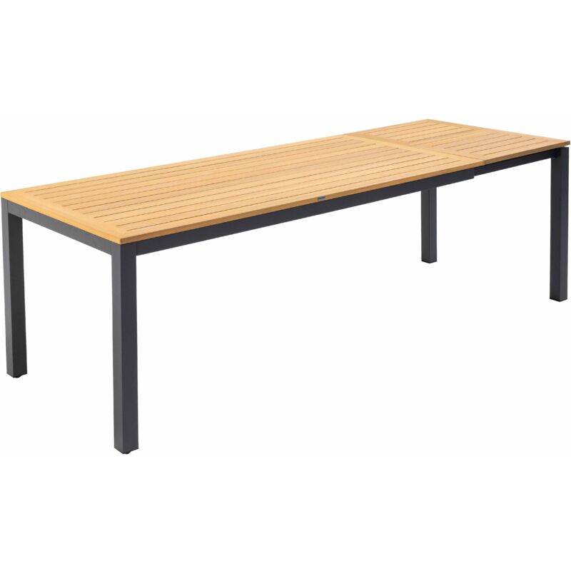 Table de terrasse rectangulaire extensible 180/240 cm bois et noir