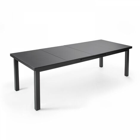 Table de jardin rectangulaire extensible (320 x 100 x 76 cm) en aluminium gris Albi - Gris