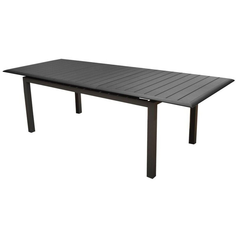 Table de jardin rectangulaire extensible Louisiane en aluminium - graphite 187/247 cm - Proloisirs