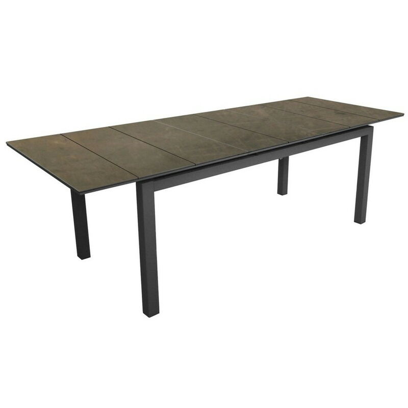 Proloisirs - Table de jardin rectangulaire extensible Tahaa plateau Fundermax® graphite/cave 180/240 cm