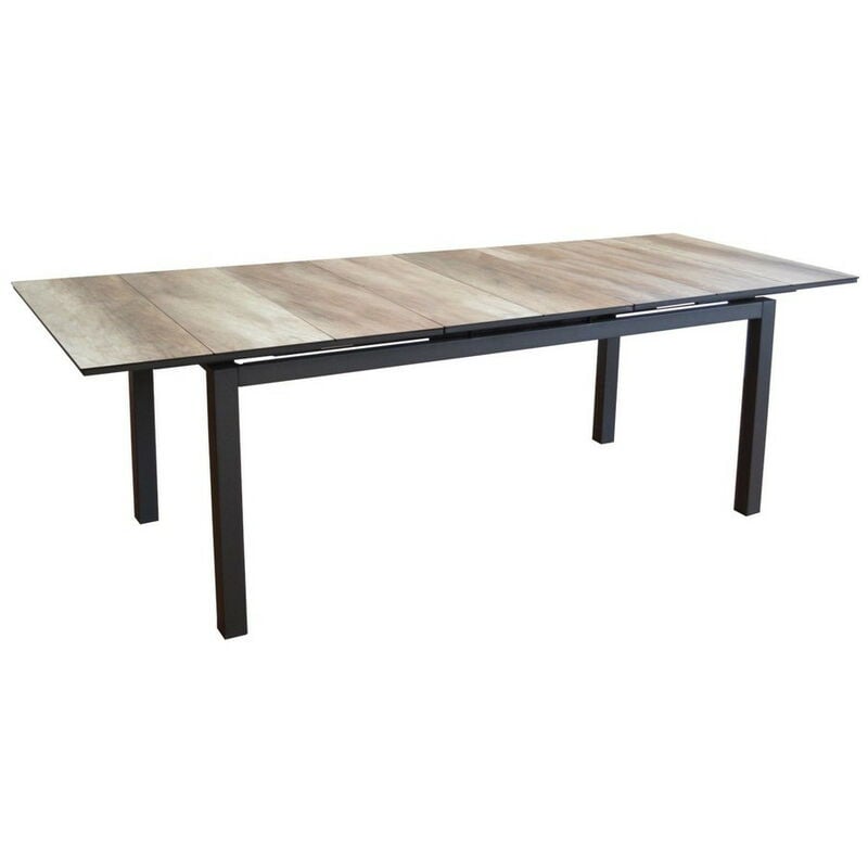 Proloisirs - Table de jardin rectangulaire extensible Tahaa plateau Fundermax® graphite/wood 180/240 cm