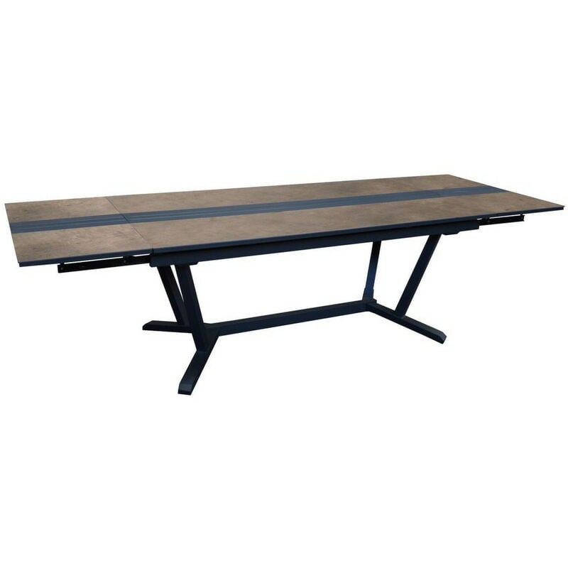 PROLOISIRS Table de jardin rectangulaire Galléo plateau Fundermax® - graphite/cave 180/230/280 cm