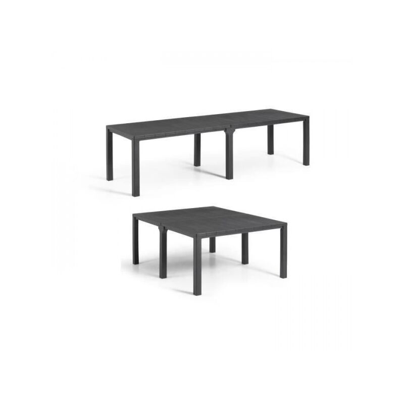 Table de jardin - Rectangulaire - Coloris : gris graphite - En résine - Modulable 3 en 1 - julie double - Allibert by Keter