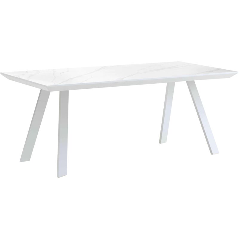 Table de terrasse rectangulaire marbre blanc