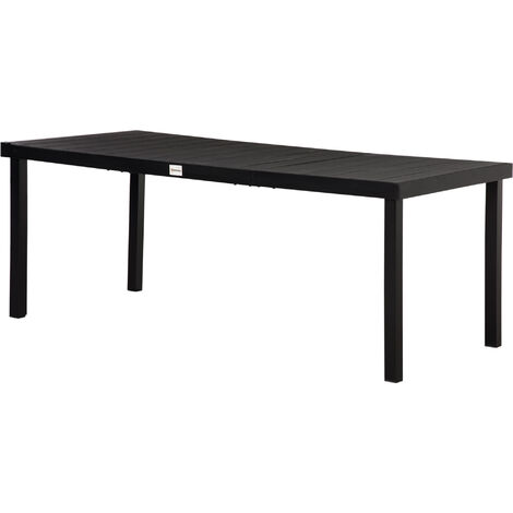 OUTSUNNY Table de jardin rectangulaire pour 8 personnes en aluminium plateau PE à lattes aspect bois dim. 190L x 90l x 74H cm noir