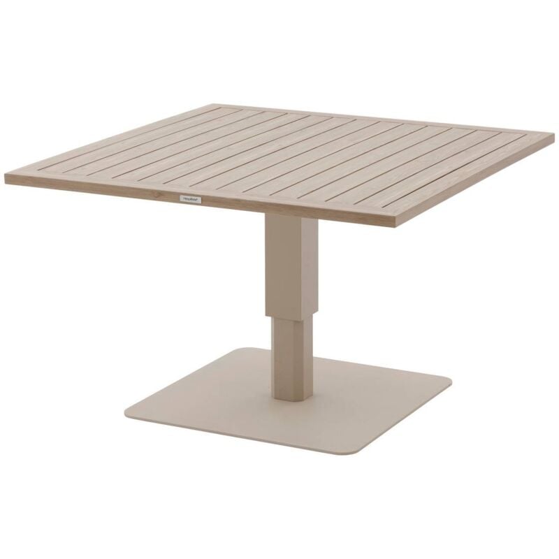 Table de jardin relevable carrée Salimia argile & lin 110 x 110 x 69cm en aluminium - Hespéride